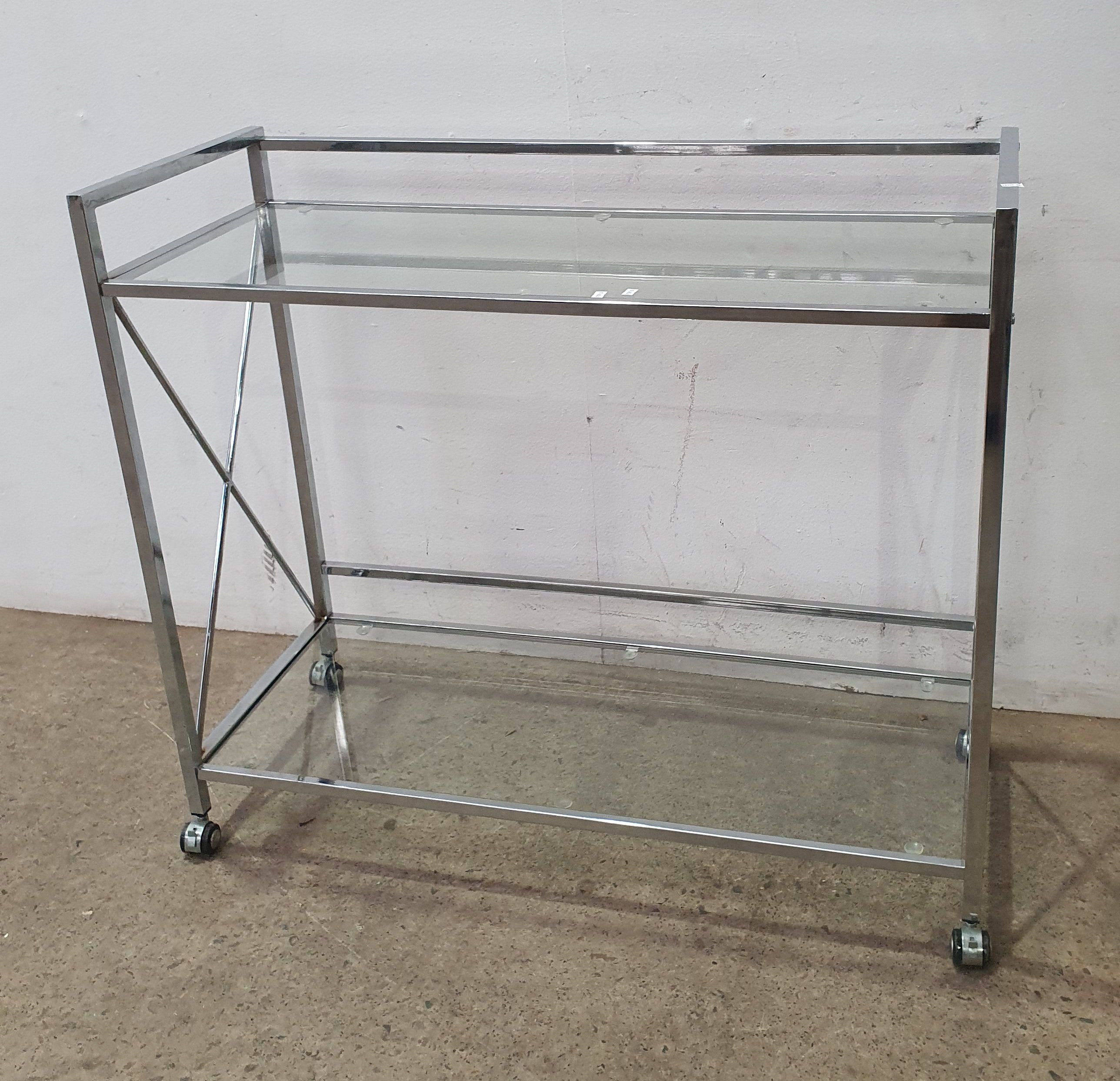 2346 · A CHROME AND GLASS TROLLEY
