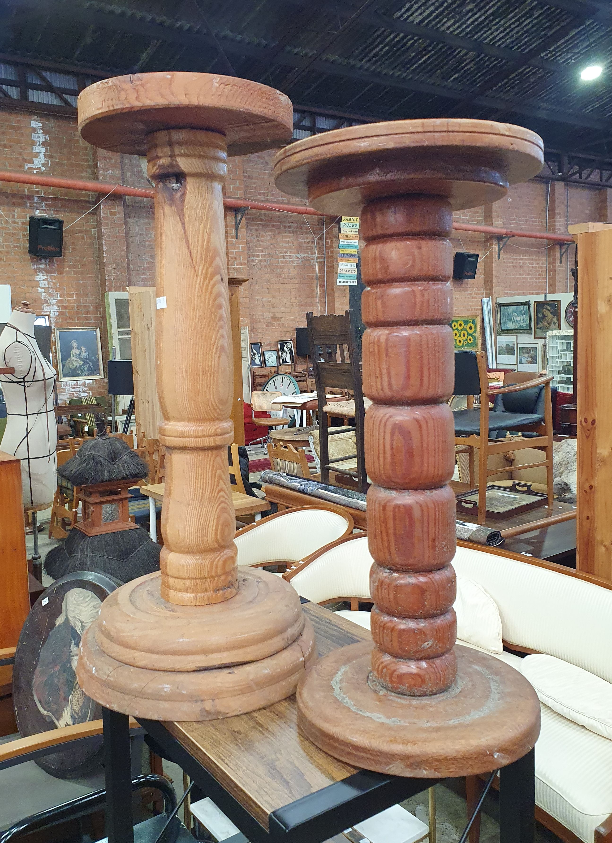 2449 · A PAIR OF WOODEN PLINTHS