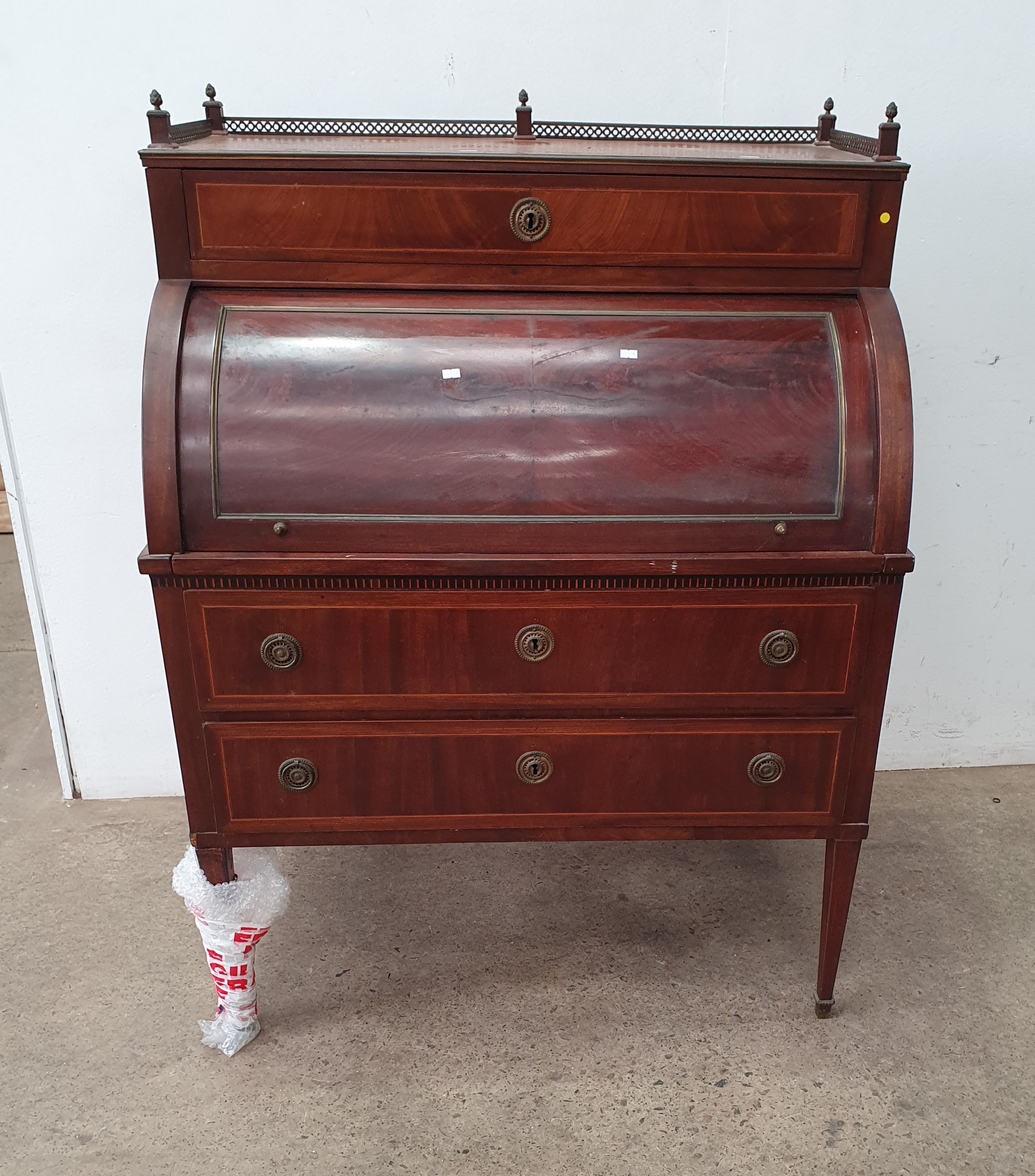 A 19th Century Mahogany Cylindrical Writing Bureau