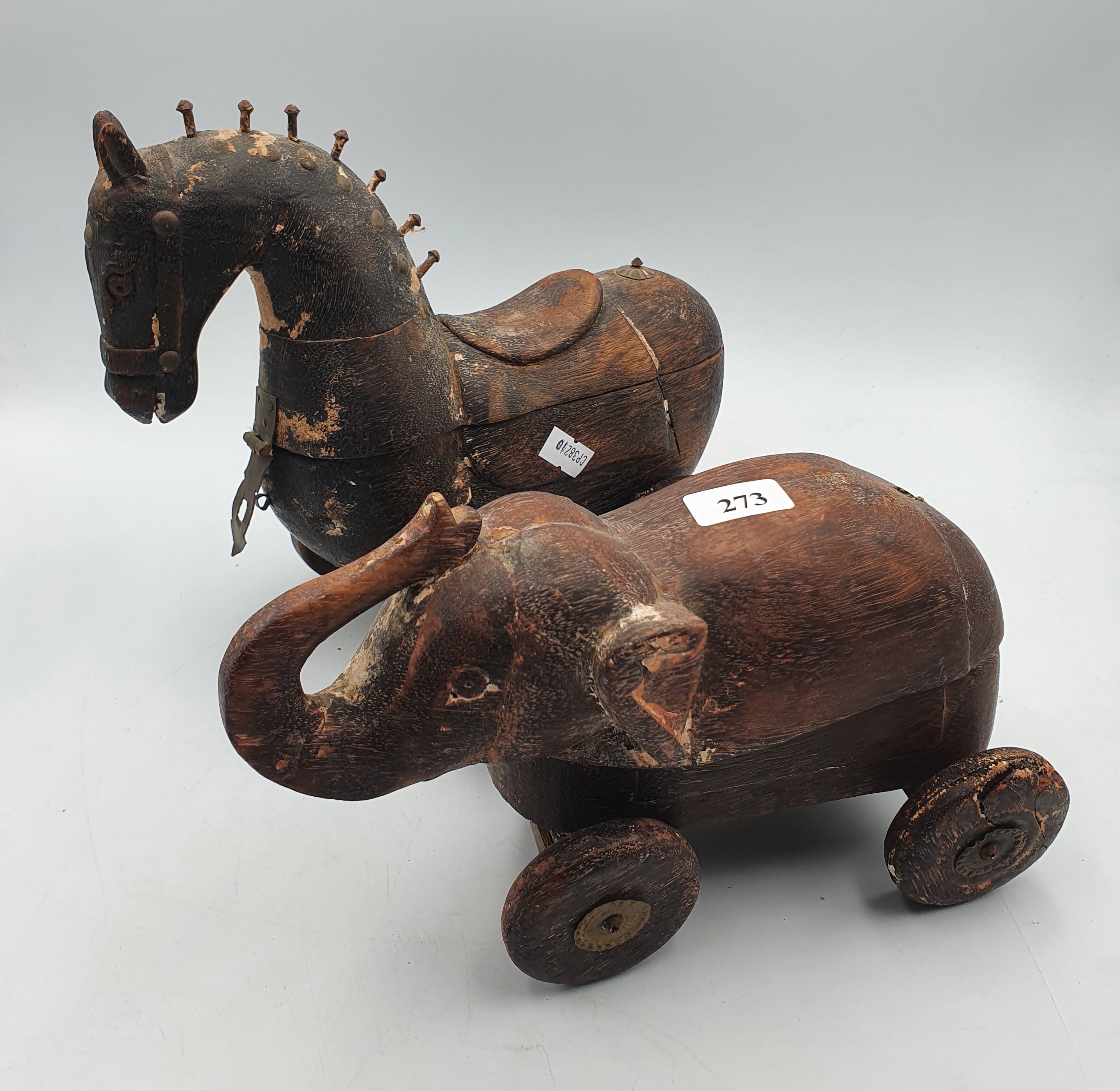 273 · A PAIR OF INDIAN FOLK ART TRINKET/SPICE BOXES