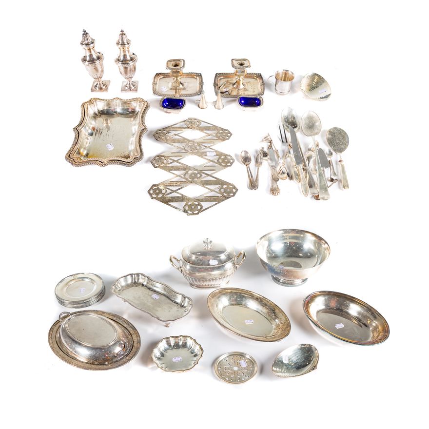 Box of assorted silver plated items