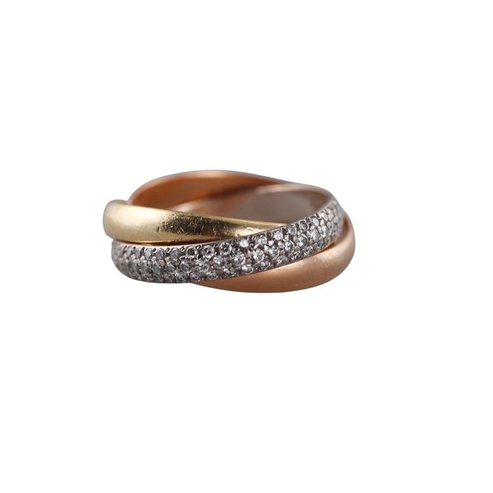 8k Tri Color Gold Diamond Rolling Band Ring