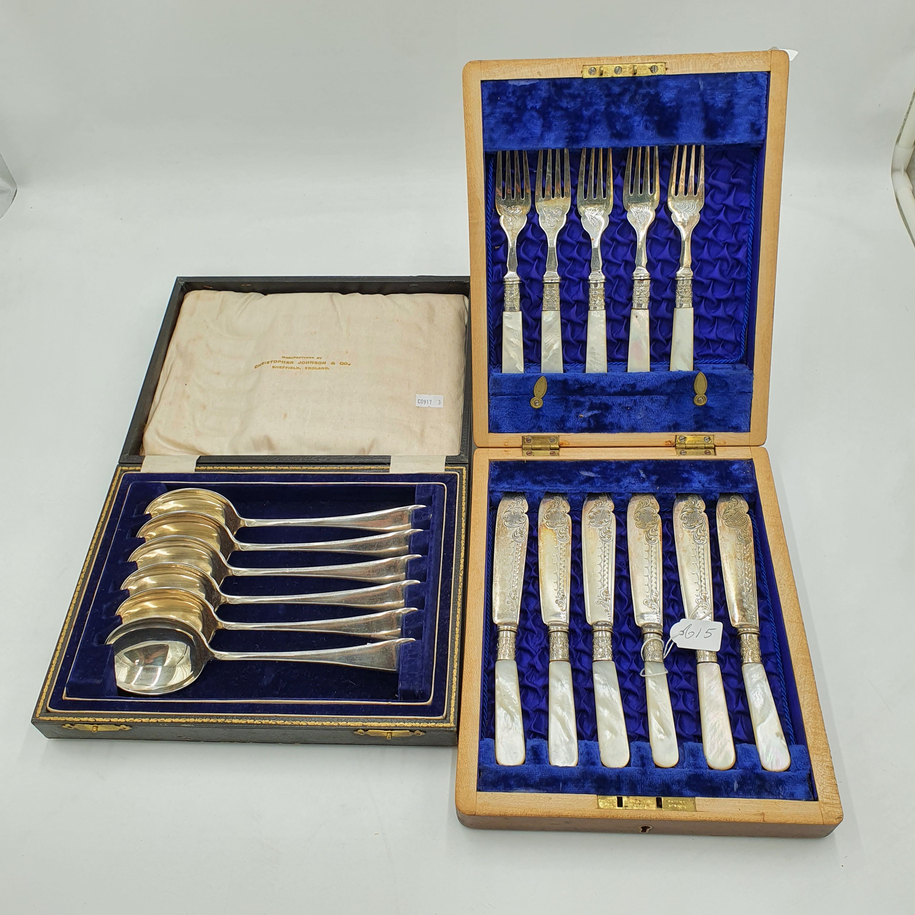 Two Late 19th/ Early 20th Century Cased Silver Plated Cutlery Sets
