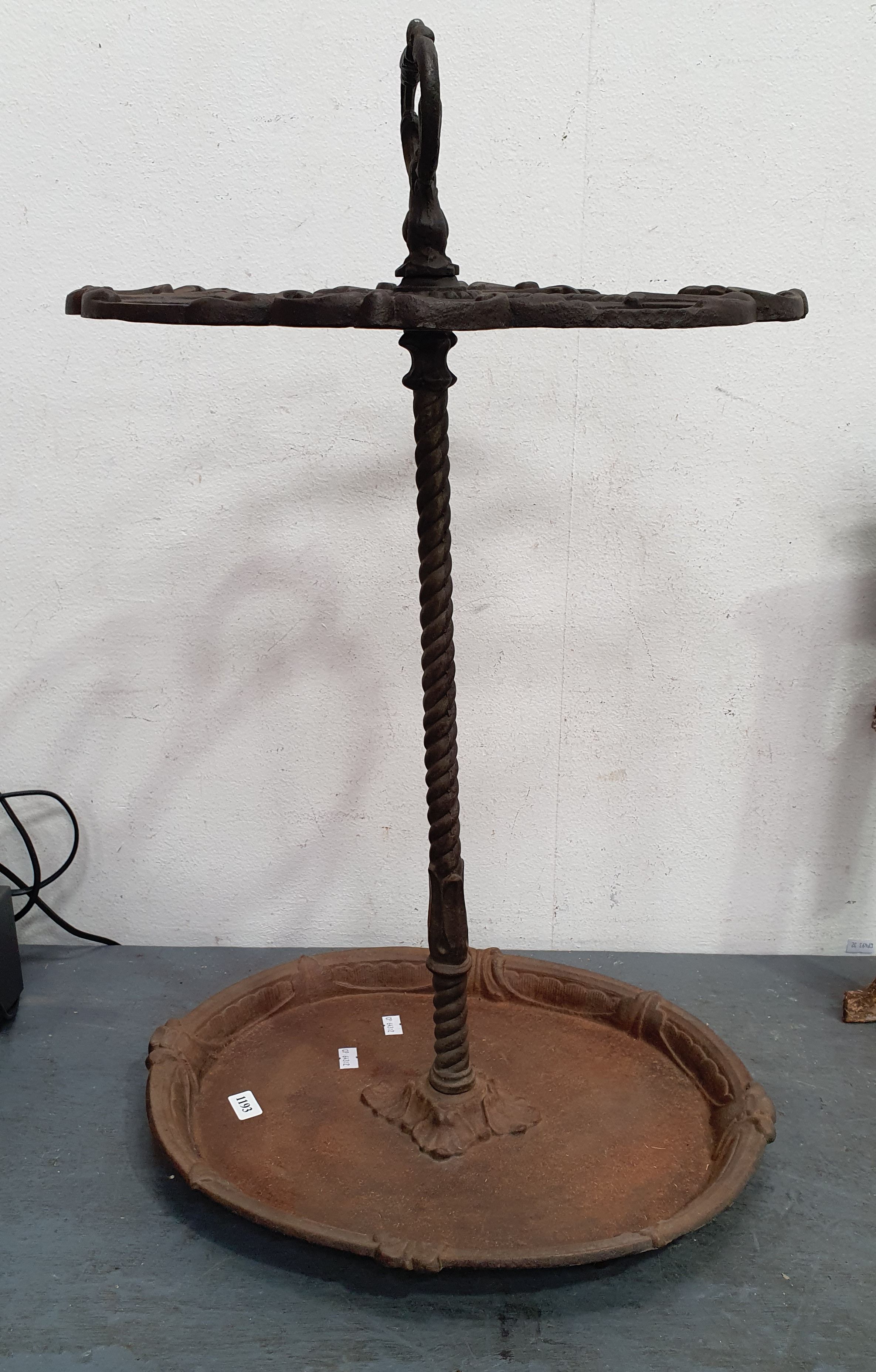 An Ornate 19th Century Cast Iron Parasol And Stick Stand