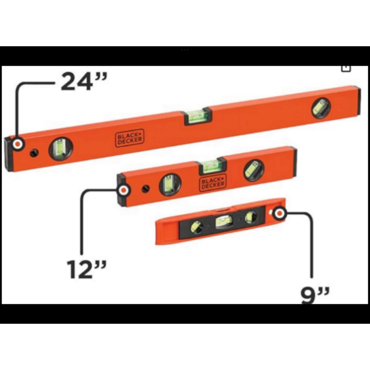 Black+Decker 3pc Level Set 9", 12" & 24"