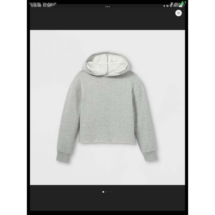 Art Class Kids' Fleece Raw Edge Boxy Hoodie Heather Gray Size: Medium (7/8)