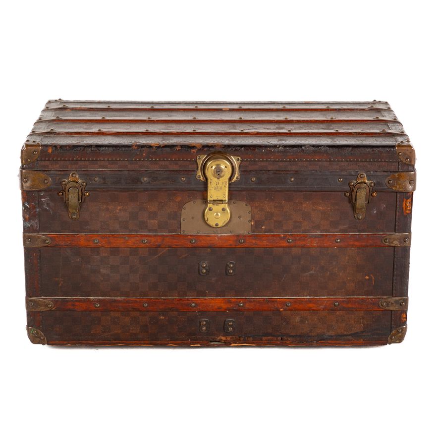 A Vintage Louis Vuitton Damier Steamer Trunk