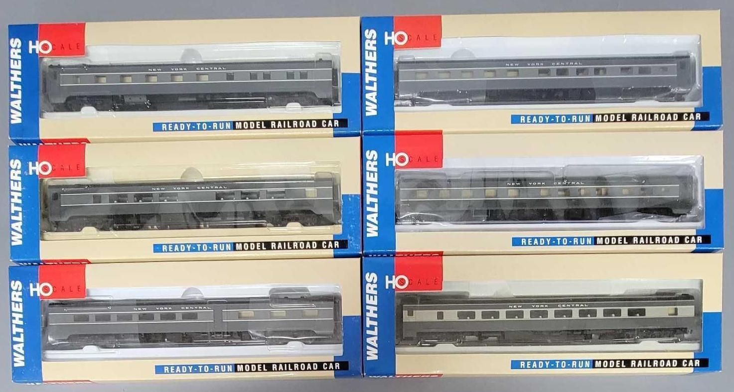 Six Walthers HO New York Central passenger cars in original boxes