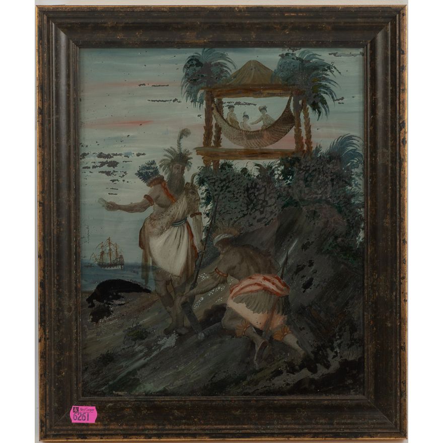 The Arrival. Reverse Painting on Glass