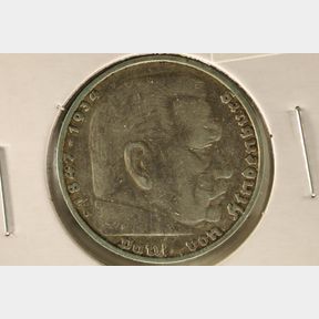 1936-D GERMAN SILVER 5 MARK .4016 OZ. ASW