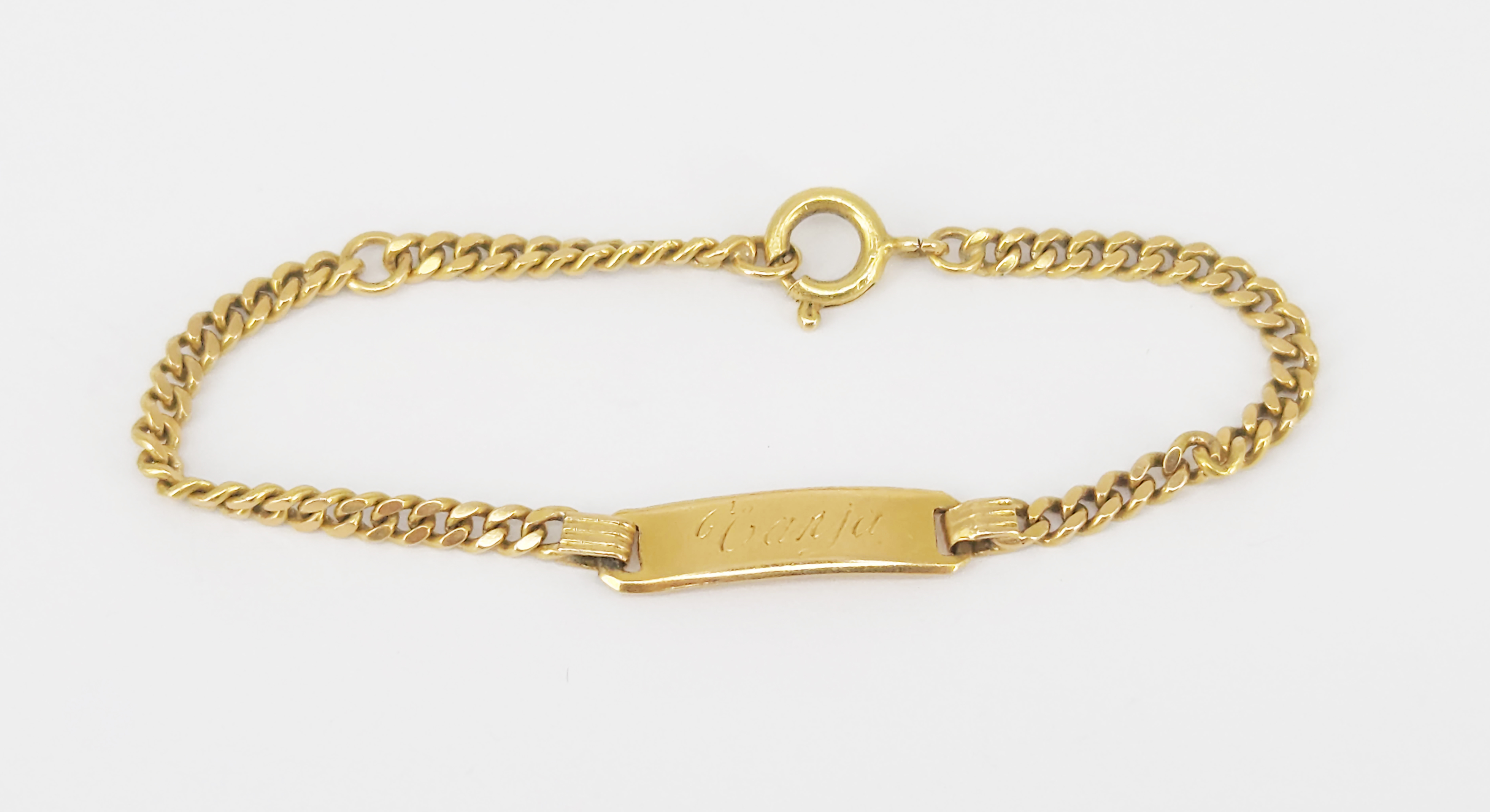 An 18ct Gold Child'S Identity Bracelet