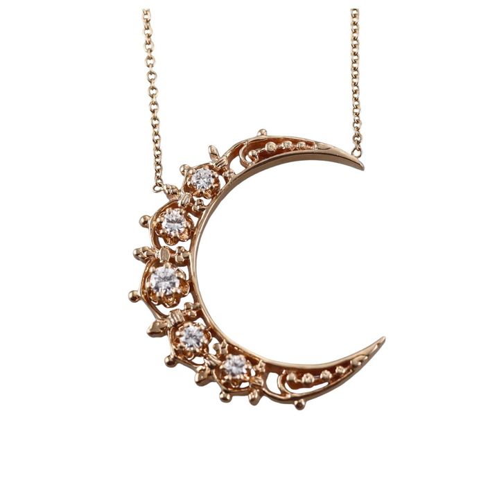 14k Gold Diamond Crescent Moon Pendant on Effy Necklace