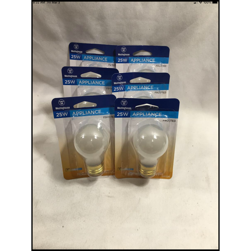 Buying (6) Westingthouse 25W Appliance Frosted Incandescent Light Bulbs