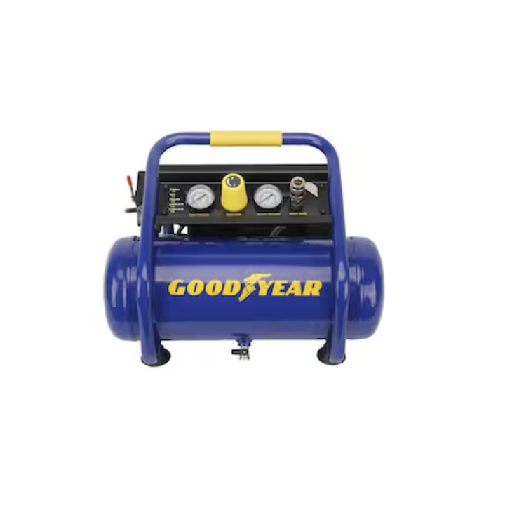 Goodyear 2-Gallon Portable 135 PSI Hot Dog Quiet Air Compressor