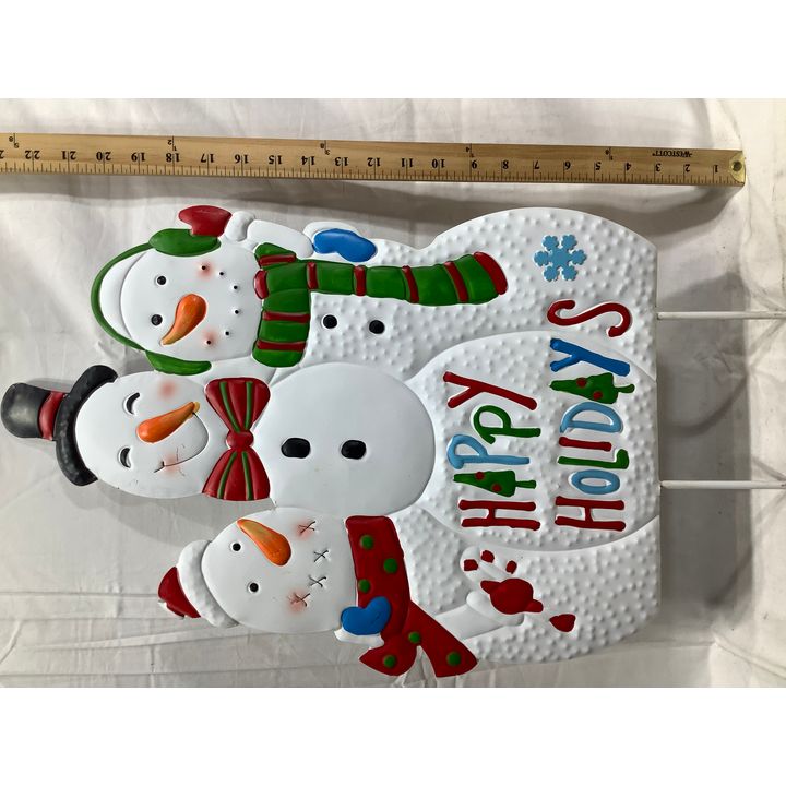 "Happy Holidays" Snowmen Yard Stake, 24"