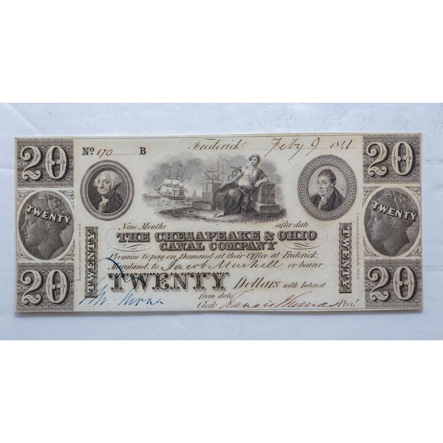 $20 C&O Canal Company February 9, 1841 Unc