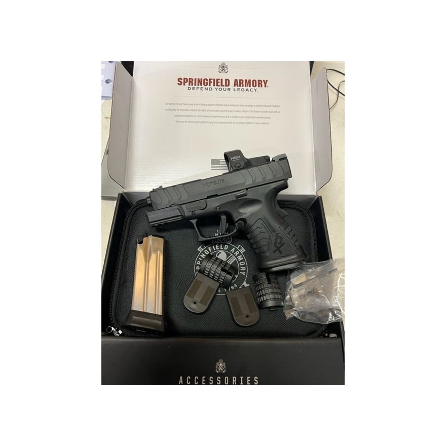 Springfield Armory XDM Elite Compact 9mm Pistol w/ 3.8'' Barrel, 2-14rd Magazine, and Hex Dragonfly Red Dot Scope