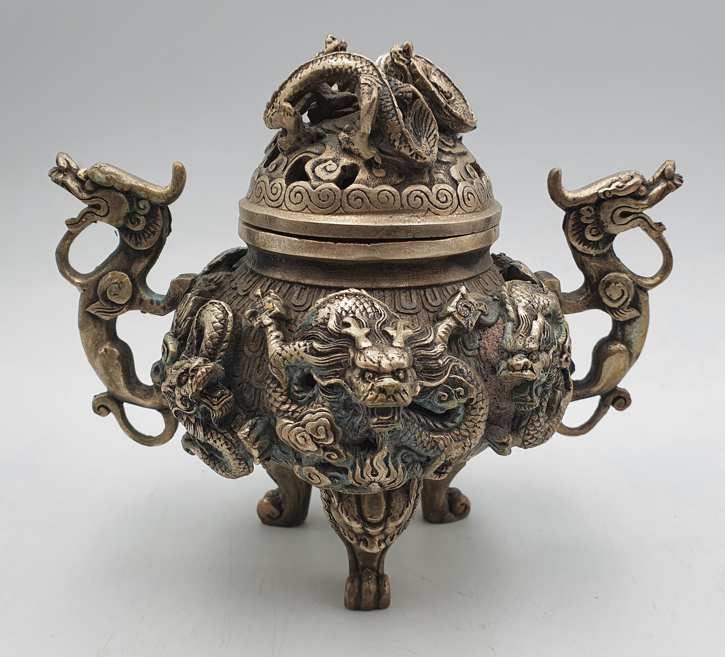 356 · A CHINESE WHITE METAL CENSER