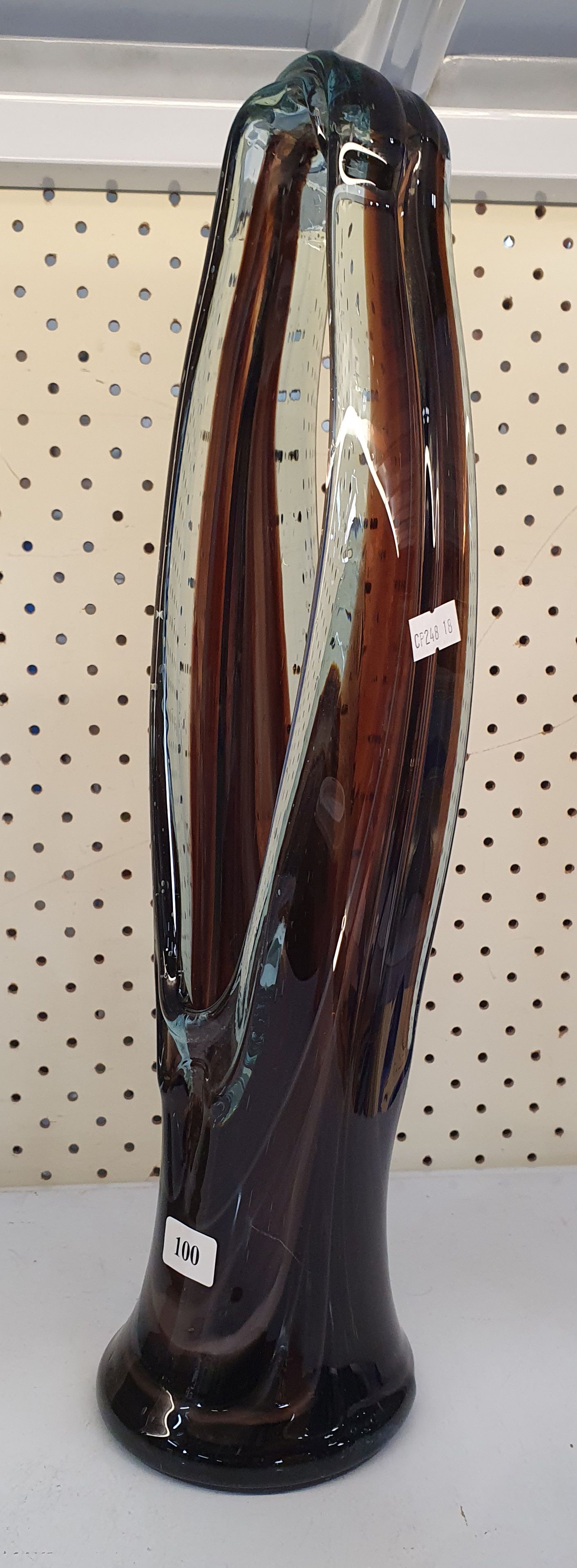 A Tall Art Glass 'Stretched Basket' Vase