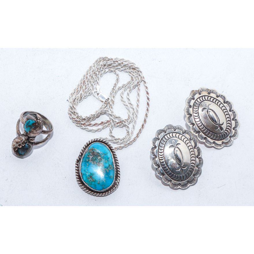 A Group of Southwest Style Sterling Silver Jewelry