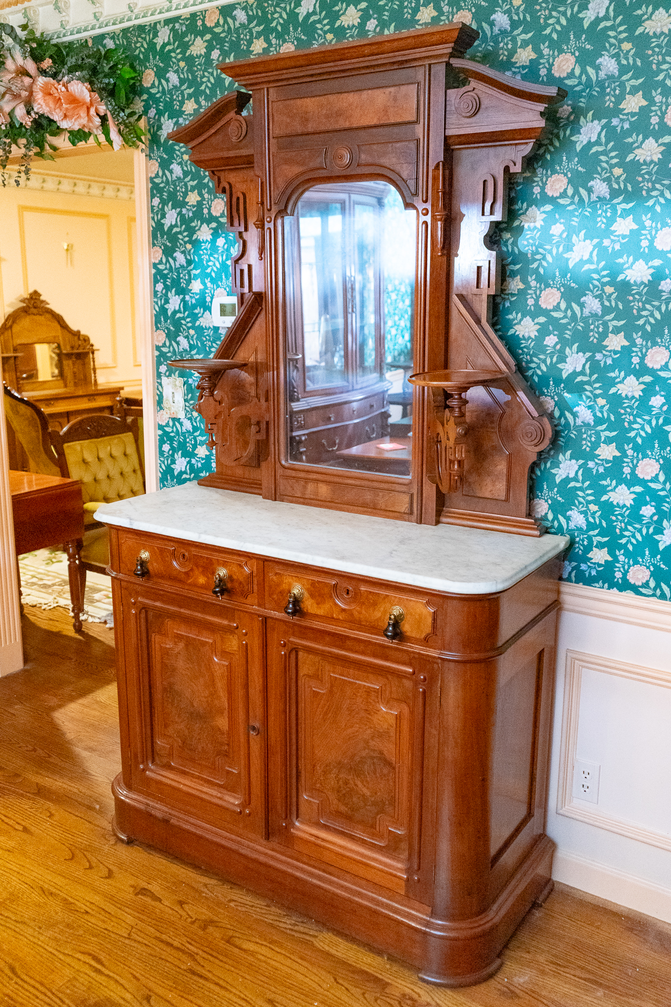 Antique Victorian Marble Top Sideboard | Harritt Group, Inc