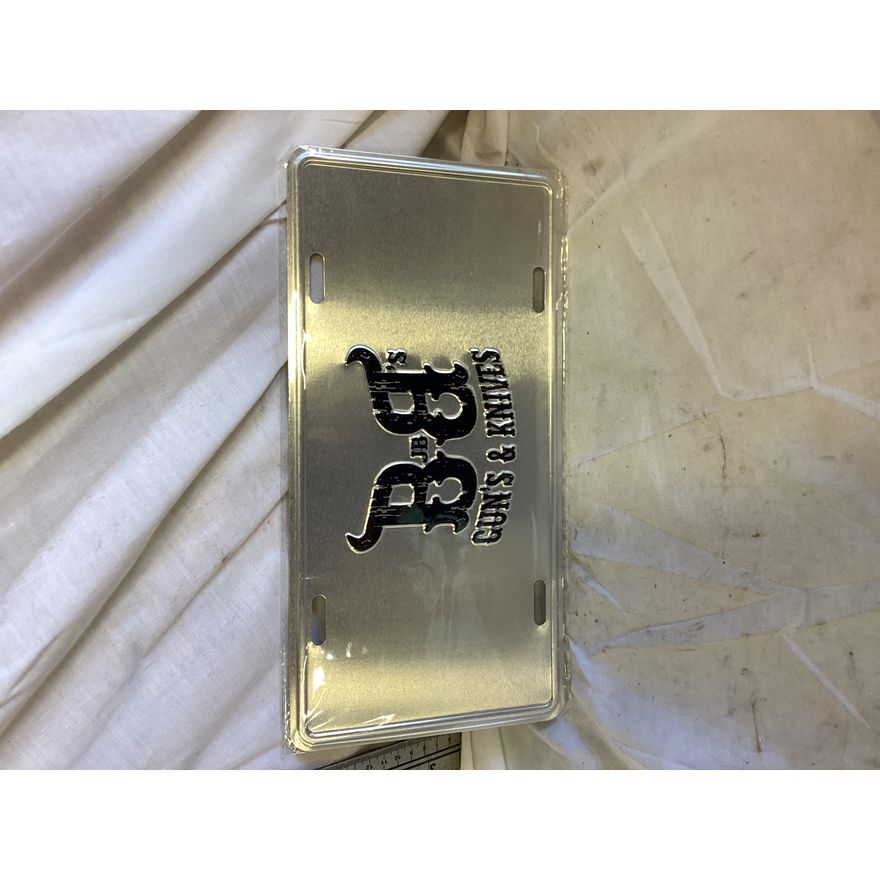 BB's Gun's & Knives Silver License Plate