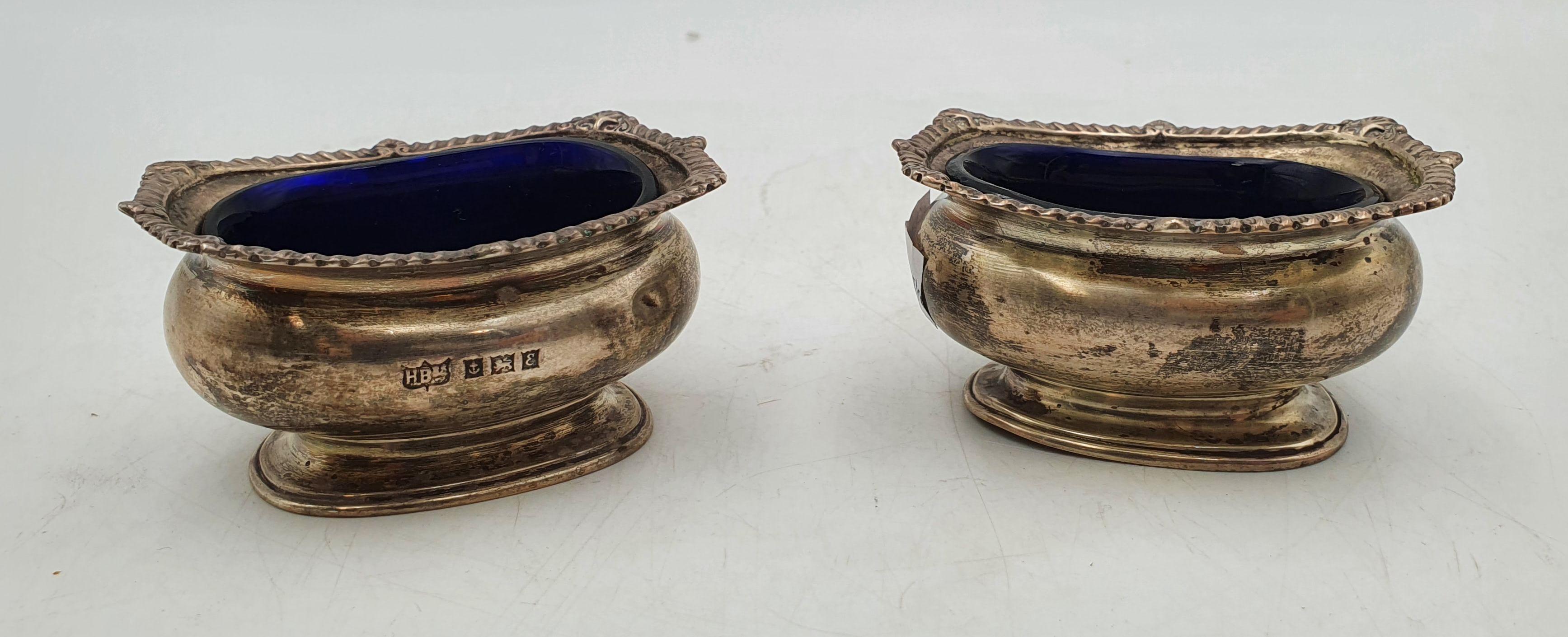 A PAIR OF HARDY BROTHERS SILVER SALTS
