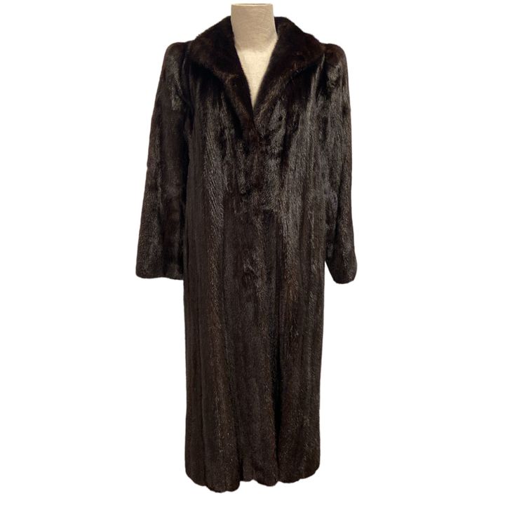 Classic Vintage Full Length Dark Mink Fur Coat
