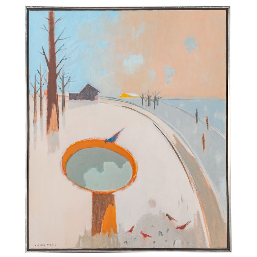 Herman Maril."Winter Feed," oil