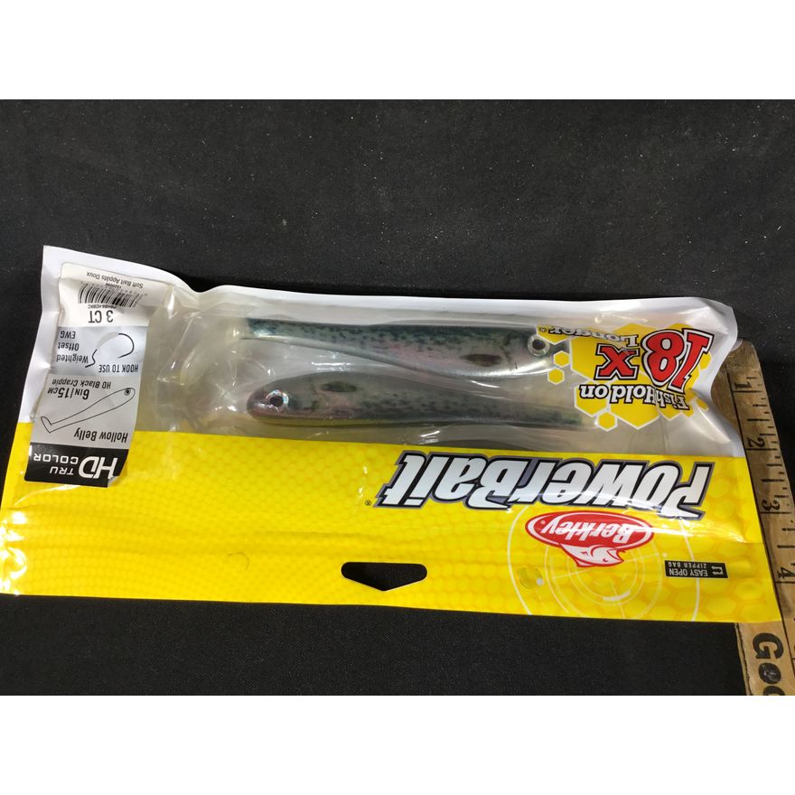 Berkley Powerbait 3 Count Hollow Belly HD Black Crappie - 6 Inch
