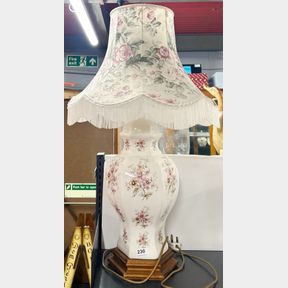 A large ceramic table lamp and shade, H. 87cm.