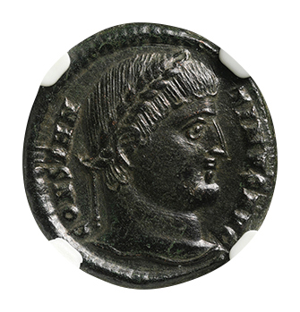 古代コイン ローマ帝国 コンスタンティヌス1世 ヌンムス低品位銀貨 AD 