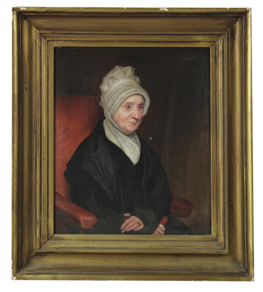19thC Portrait of Older Woman in Bonnet, Oil on Canvas | Kaminski Auctions