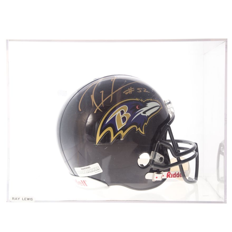 HOFer Ray Lewis signed Ravens football helmet