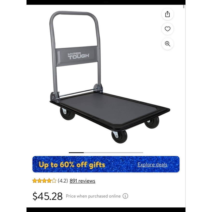 Hyper Tough Folding Platform Cart - 300lb Capacity