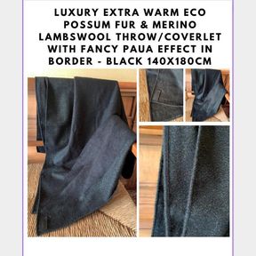 LUXURY ECO POSSUM FUR & MERINO LAMBSWOOL THROW/COVERLET