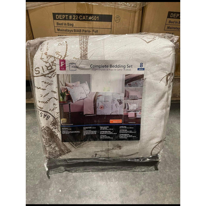 Mainstays 8pc Complete Bedding Set - Paris (Full Size)