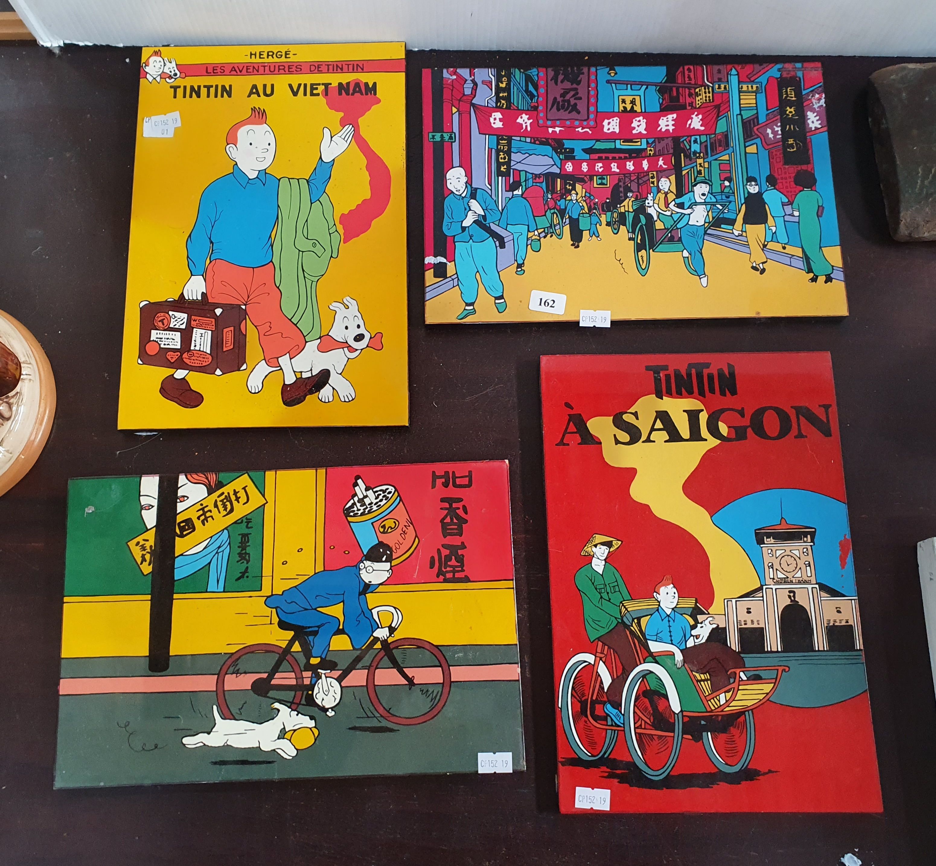 Four Tin Tin Vietnam Lacquer Artworks