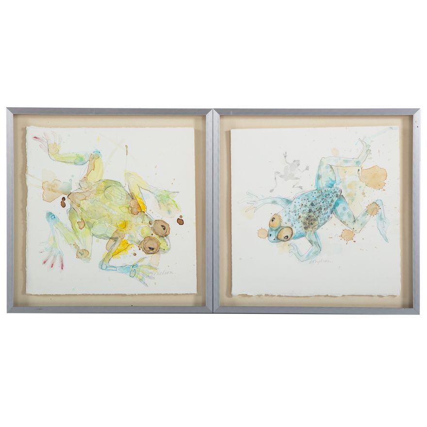 Deborah Donelson. A Pair of Frog Paintings, watercolor