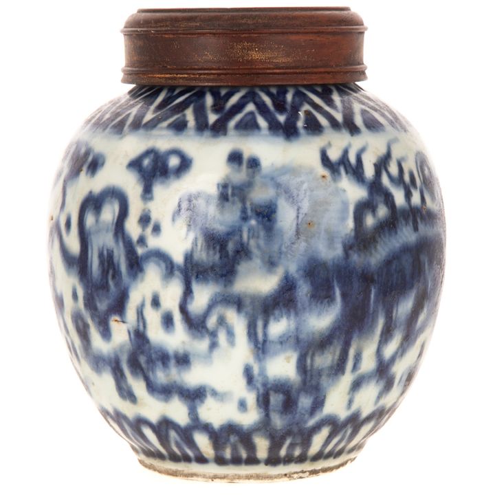 A Chinese Blue & White Ming Style Porcelain Jar