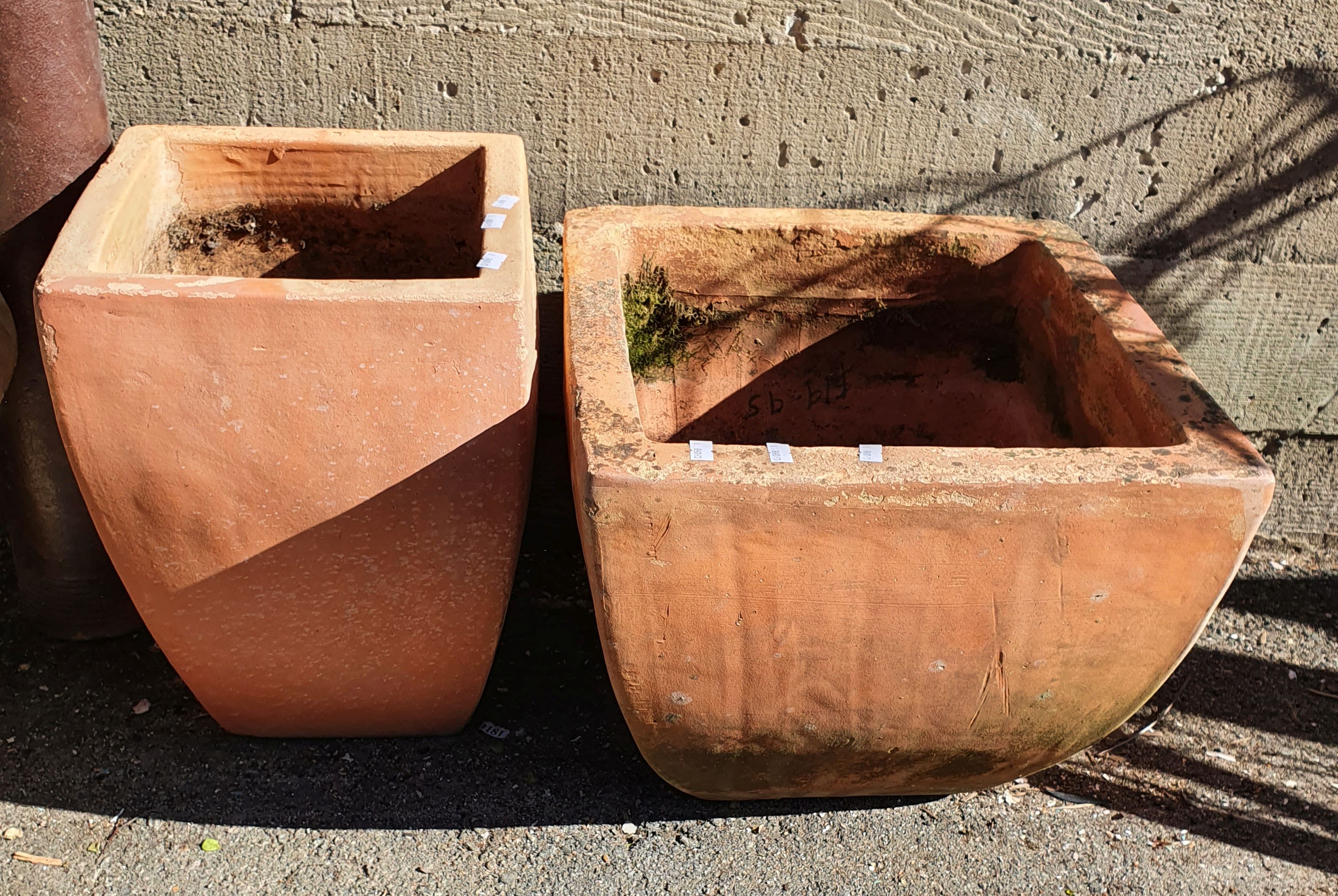 Two Square Top Terracotta Pots
