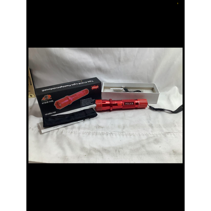 Usb Rechargeable Red Flashlight w/ Stun Gun w/ Nylon Carrying Pouch