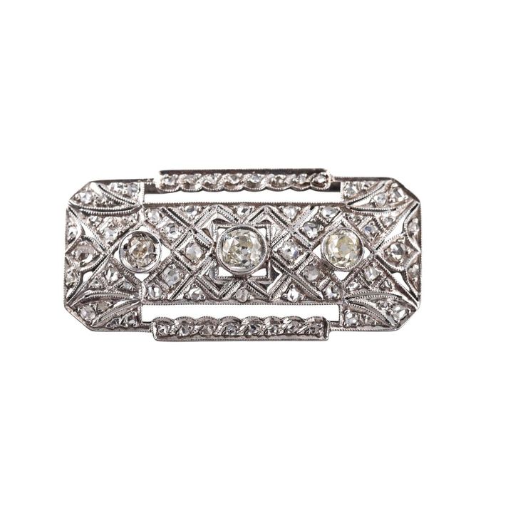 Art Deco Platinum Diamond Brooch Pin