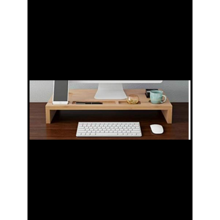 Lavish Home 7 Compartment Monitor Stand- Bamboo (23.8'' x 12'' x 3.5'')