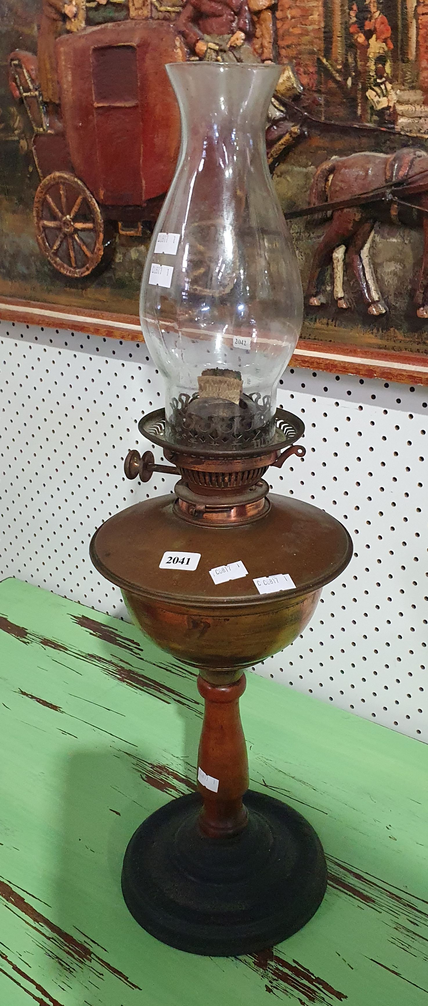 2041 · AN EARLY OIL LAMP WITH FLUE