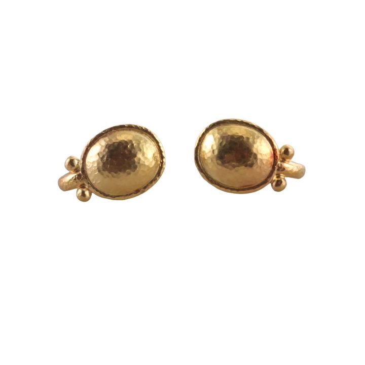 Elizabeth Locke 19k Gold Hammered Earrings