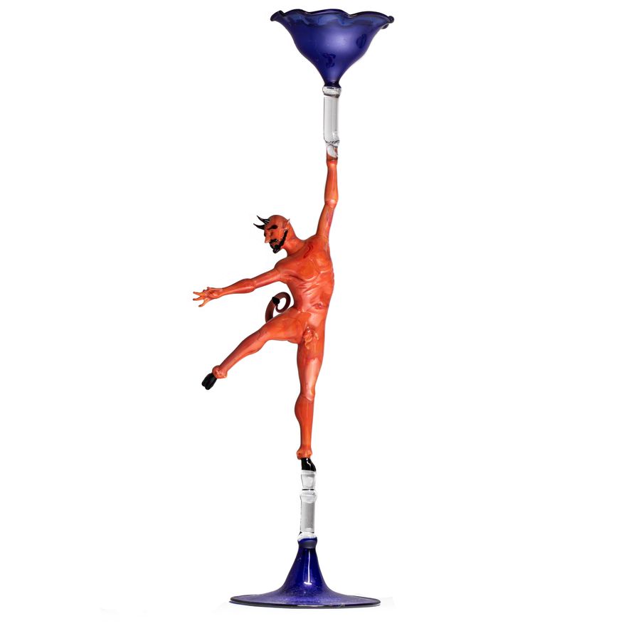 A Lucio Bubacco art glass figure of an erotic dancer