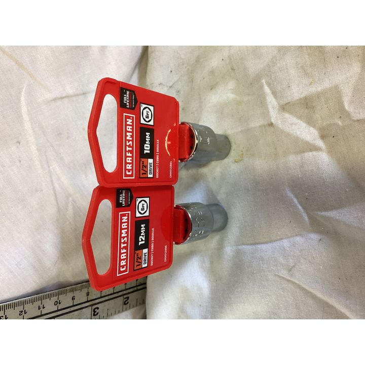 (2) Craftsman 12mm, 10mm Sockets 1/2'' Dr. (6pt)