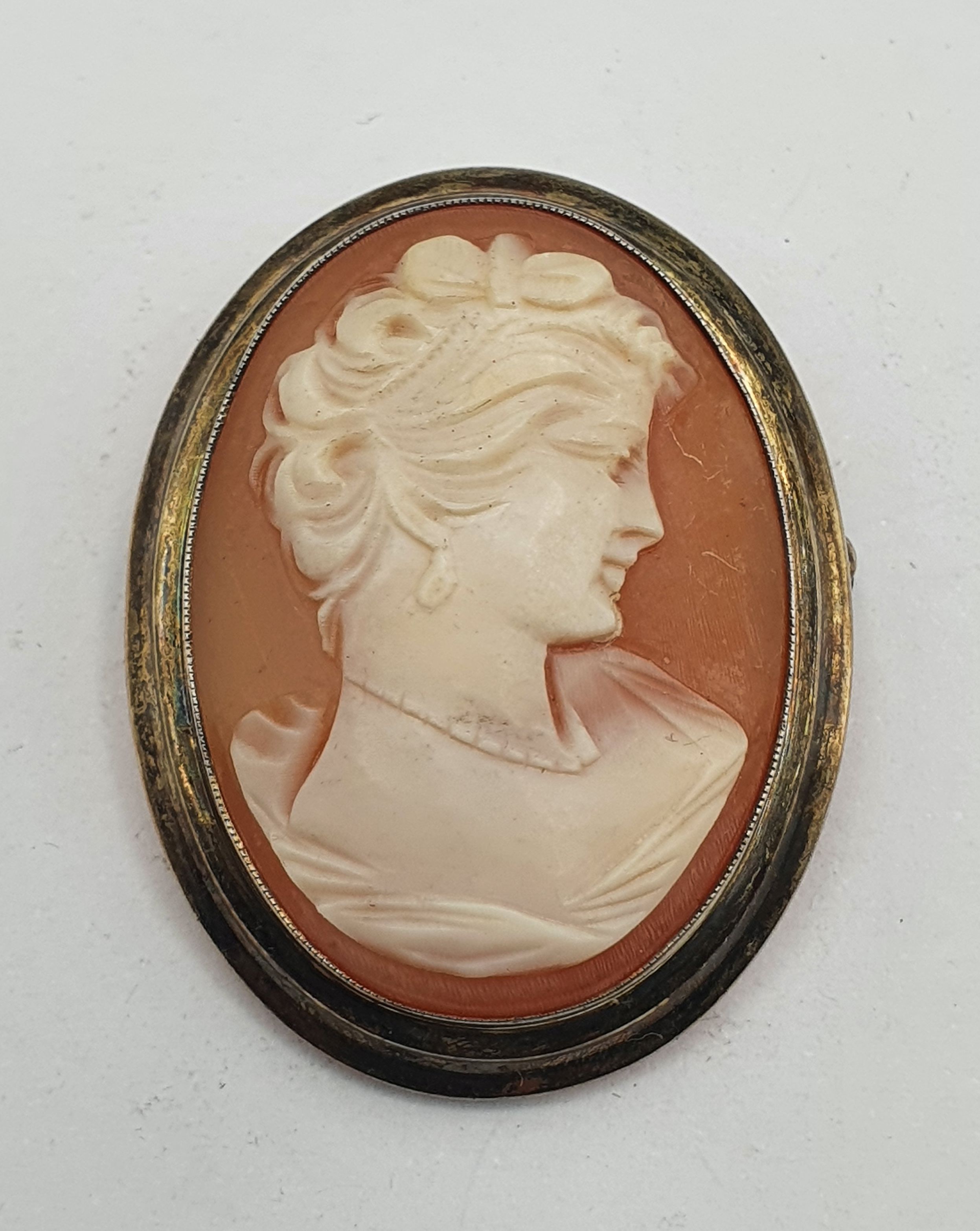 321 · A LADIES SILVER CAMEO BROOCH