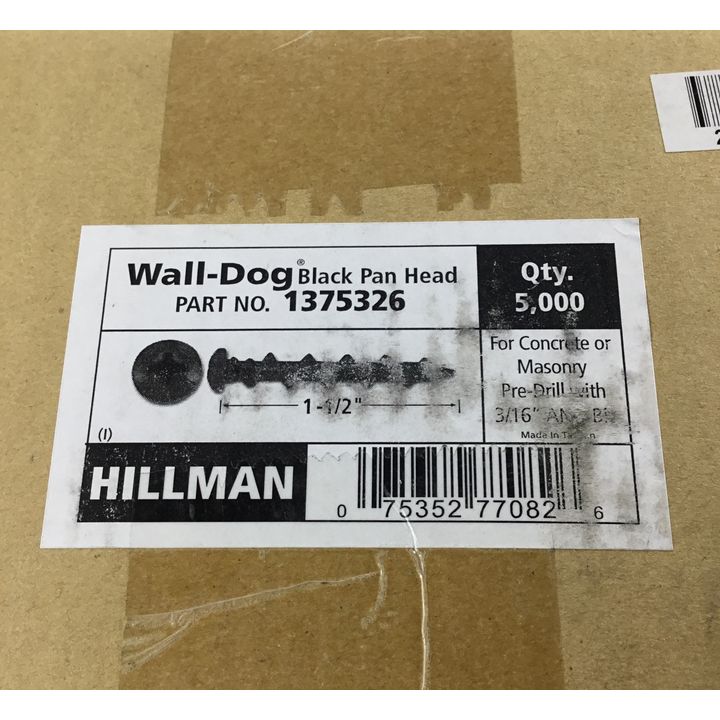 Hillman Wall-Dog Black Pan Head Screws 1-1/2" - Qty: 5,000